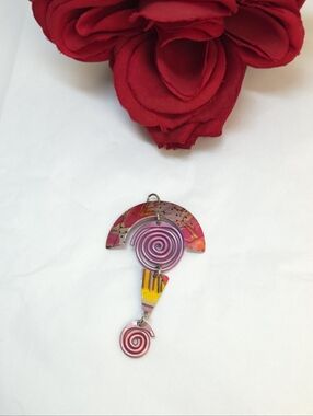 Handmade Unique Purple & Yellow Wire Form Pendant or Charm Jewelry Making